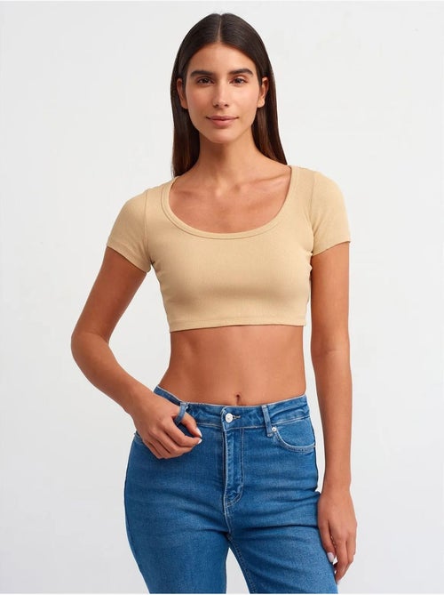 DILVIN T-shirt Court Côtelé Femme - Kiabi DILVIN T-shirt Court Côtelé Femme - Kiabi