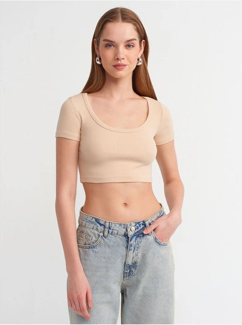DILVIN T-shirt Court Côtelé Femme - Kiabi DILVIN T-shirt Court Côtelé Femme - Kiabi
