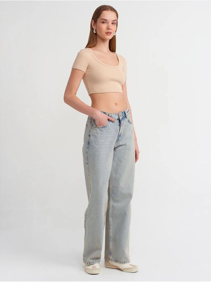 DILVIN T-shirt Court Côtelé Femme Beige naturel - Kiabi