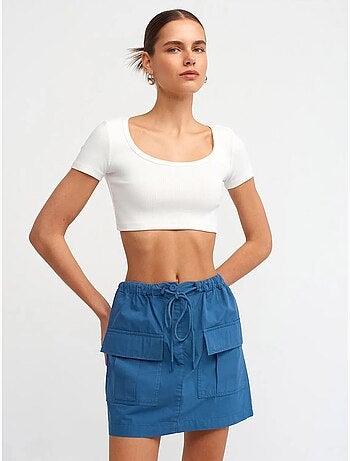 DILVIN T-shirt Court Côtelé Femme