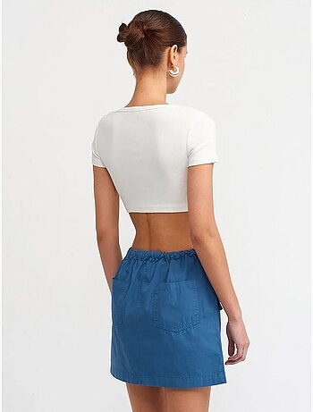 DILVIN T-shirt Court Côtelé Femme