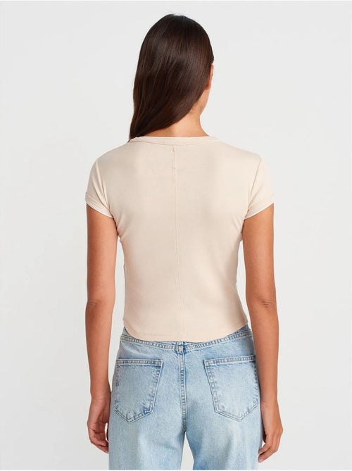 DILVIN T-shirt Court En Coton, Coupe Ajustée, Femme - Kiabi