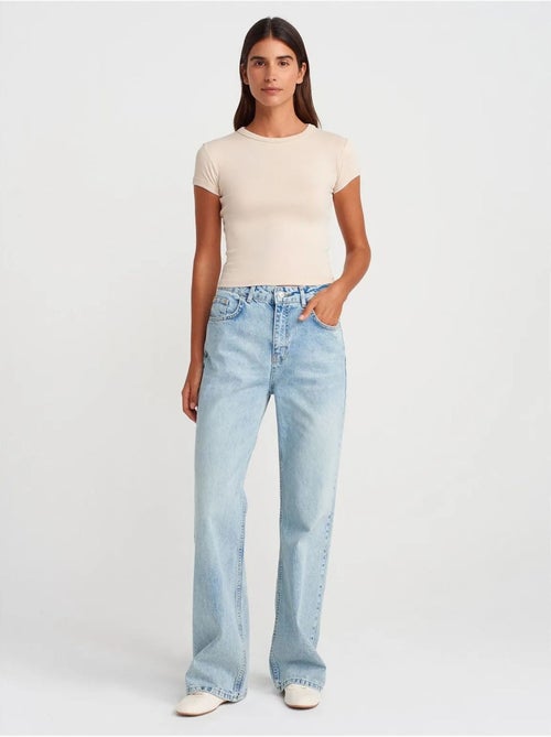 DILVIN T-shirt Court En Coton, Coupe Ajustée, Femme - Kiabi