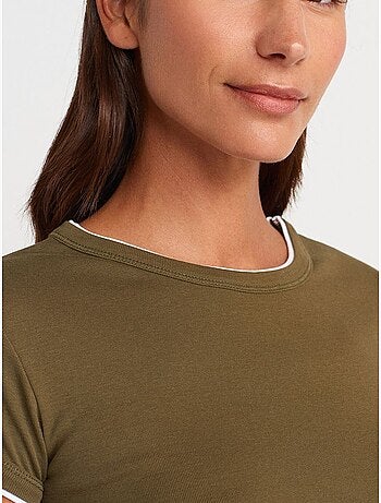 DILVIN T-shirt Court En Coton, Coupe Ajustée, Femme