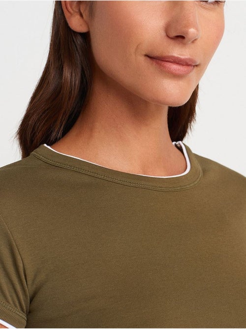 DILVIN T-shirt Court En Coton, Coupe Ajustée, Femme - Kiabi