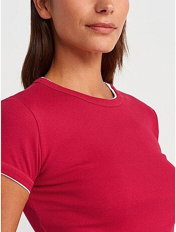 DILVIN T-shirt Court En Coton, Coupe Ajustée, Femme