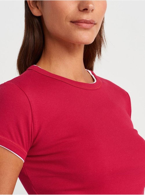 DILVIN T-shirt Court En Coton, Coupe Ajustée, Femme - Kiabi