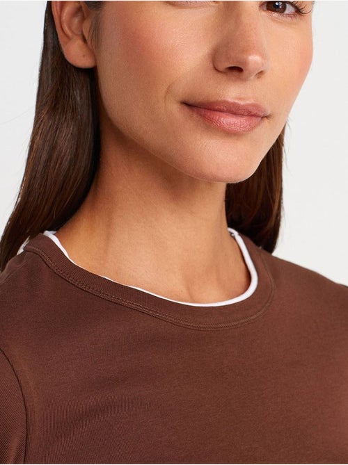 DILVIN T-shirt Court En Coton, Coupe Ajustée, Femme - Kiabi DILVIN T-shirt Court En Coton, Coupe Ajustée, Femme - Kiabi