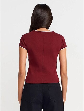 DILVIN T-shirt Court En Coton, Coupe Ajustée, Femme