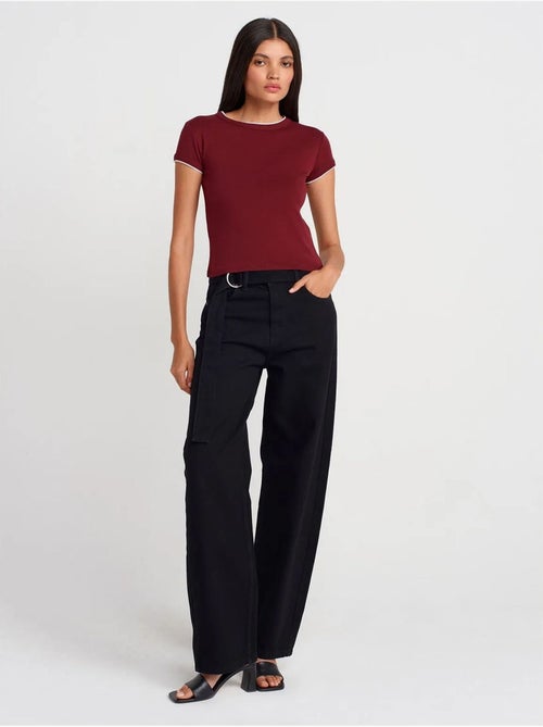 DILVIN T-shirt Court En Coton, Coupe Ajustée, Femme - Kiabi