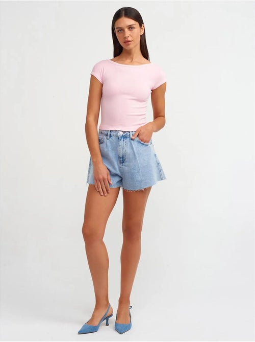 DILVIN T-shirt Court Femme À Col Carré Et Découpe - Kiabi