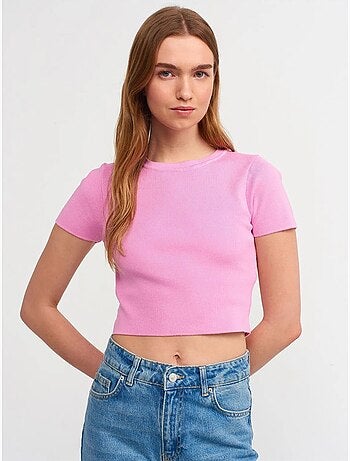DILVIN T-shirt Court Femme Côtelé