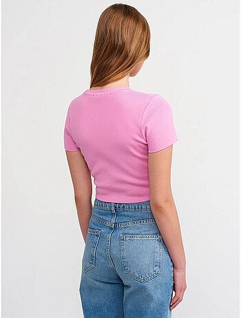 DILVIN T-shirt Court Femme Côtelé