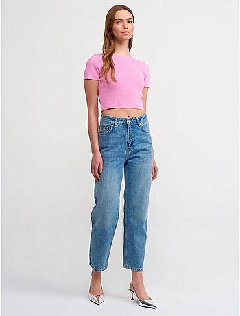 DILVIN T-shirt Court Femme Côtelé