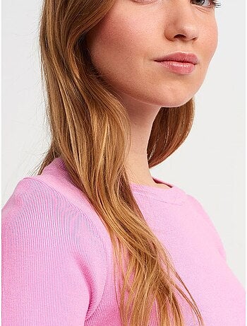 DILVIN T-shirt Court Femme Côtelé