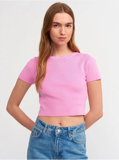 DILVIN T-shirt Court Femme Côtelé - Kiabi DILVIN T-shirt Court Femme Côtelé - Kiabi