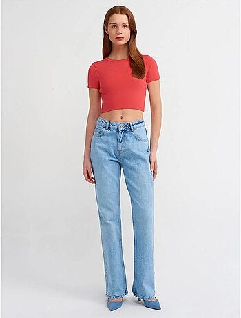 DILVIN T-shirt Court Femme Côtelé