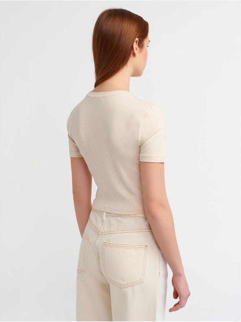 Dilvin t-shirt court femme coupe ajustée Beige argile - Kiabi