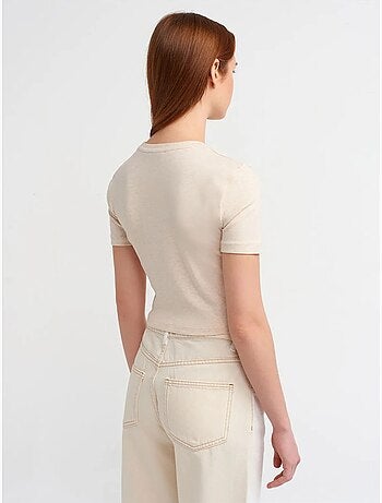 DILVIN T-shirt Court Femme Coupe Ajustée