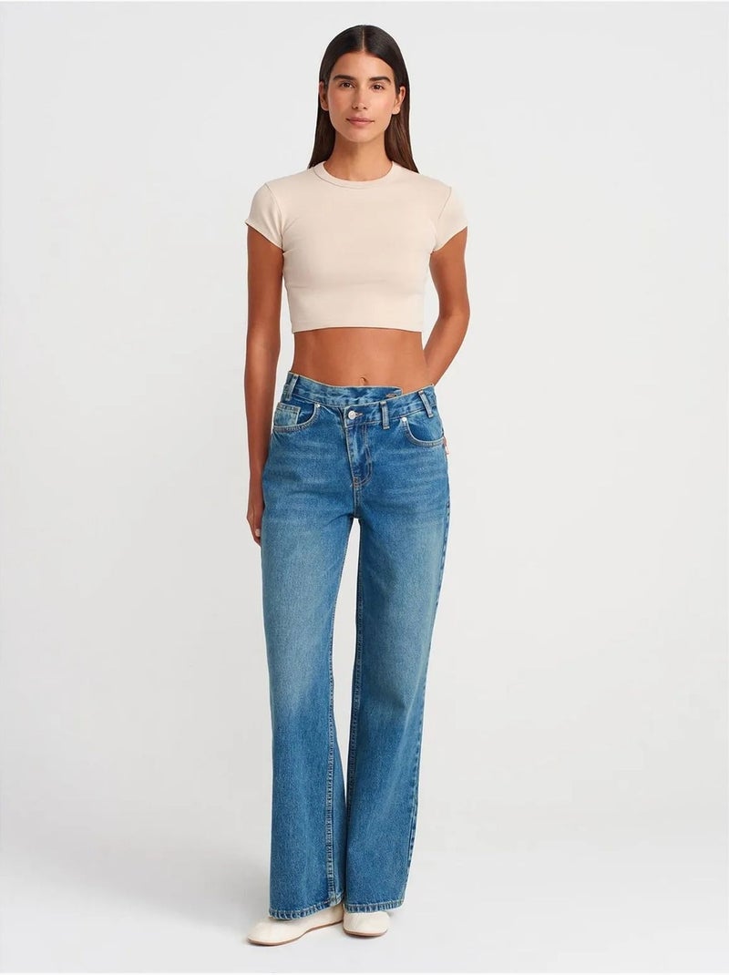 DILVIN T-shirt Court Femme Coupe Ajustée Col Rond Beige clair - Kiabi