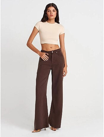 DILVIN T-shirt Court Femme Coupe Ajustée Col Rond