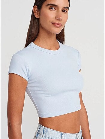 DILVIN T-shirt Court Femme Coupe Ajustée Col Rond