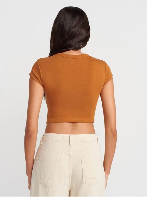 DILVIN T-shirt Court Femme Coupe Ajustée Col Rond - Kiabi