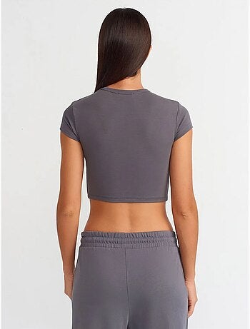 DILVIN T-shirt Court Femme, Coupe Ajustée, Col Rond