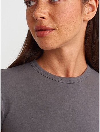 DILVIN T-shirt Court Femme, Coupe Ajustée, Col Rond