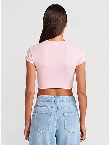 DILVIN T-shirt Court Femme Coupe Ajustée Col Rond