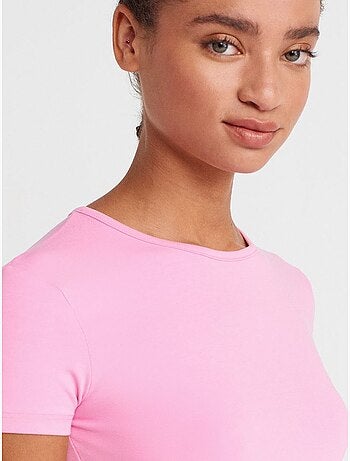DILVIN T-shirt Court Femme, Coupe Ajustée, Col Rond