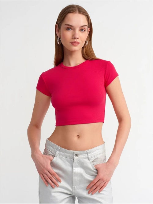 DILVIN T-shirt Court Femme, Coupe Ajustée, Col Rond - Kiabi DILVIN T-shirt Court Femme, Coupe Ajustée, Col Rond - Kiabi