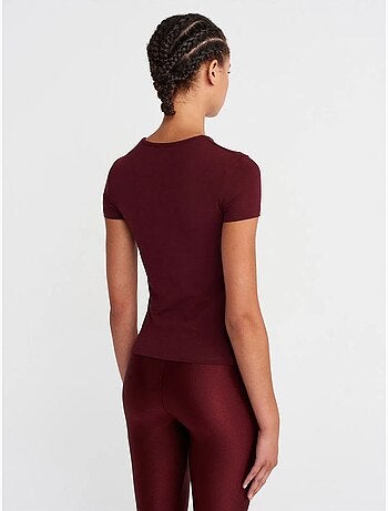 DILVIN T-shirt Court Femme, Coupe Ajustée, Col Rond