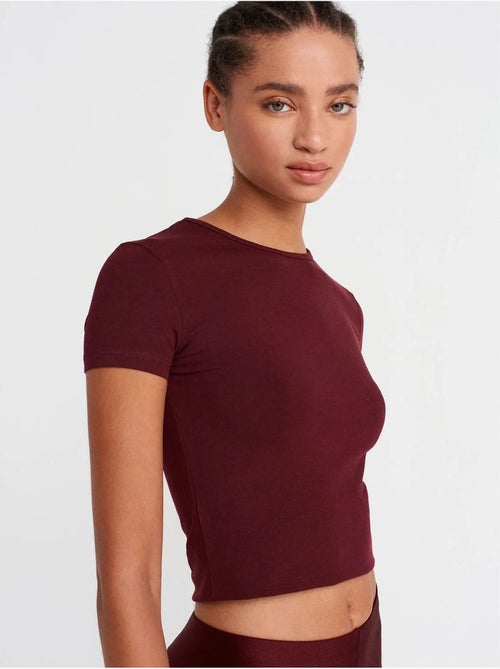 DILVIN T-shirt Court Femme, Coupe Ajustée, Col Rond - Kiabi DILVIN T-shirt Court Femme, Coupe Ajustée, Col Rond - Kiabi