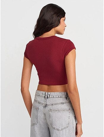 DILVIN T-shirt Court Femme Coupe Ajustée Col Rond