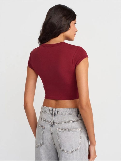 DILVIN T-shirt Court Femme Coupe Ajustée Col Rond - Kiabi
