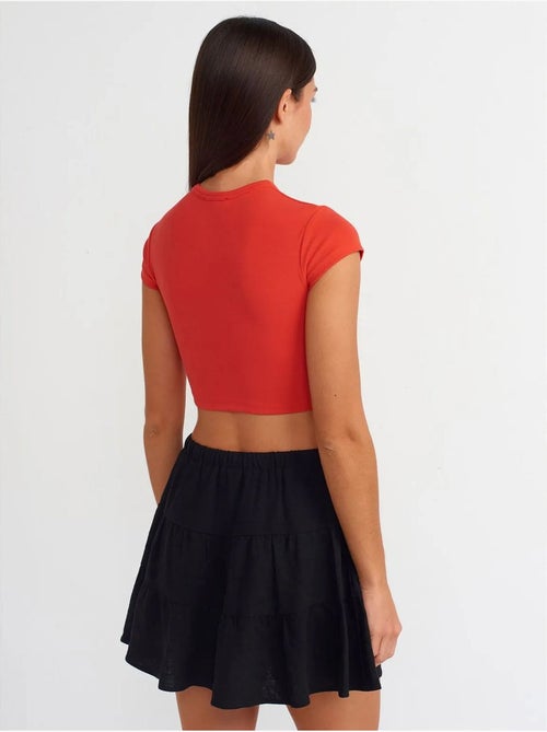 DILVIN T-shirt Court Femme, Coupe Ajustée, Col Rond - Kiabi