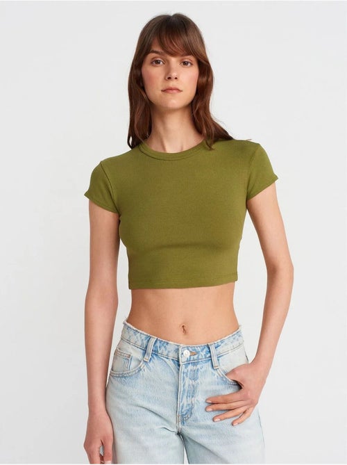 DILVIN T-shirt Court Femme Coupe Ajustée Col Rond - Kiabi