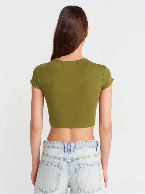 DILVIN T-shirt Court Femme Coupe Ajustée Col Rond - Kiabi