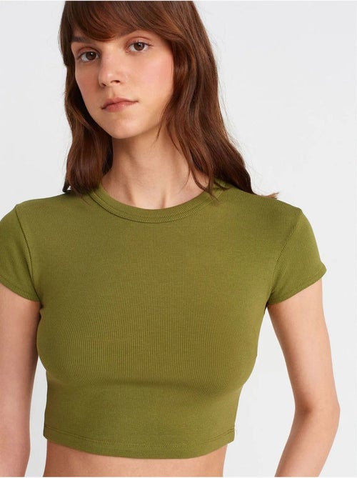 DILVIN T-shirt Court Femme Coupe Ajustée Col Rond - Kiabi
