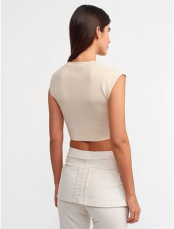 Dilvin t-shirt court femme sans manches côtelé