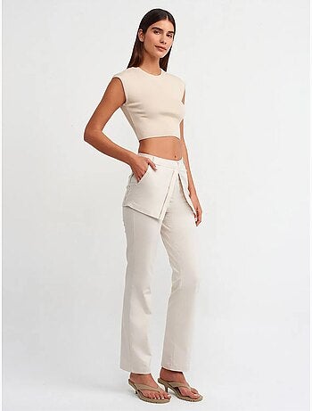 Dilvin t-shirt court femme sans manches côtelé