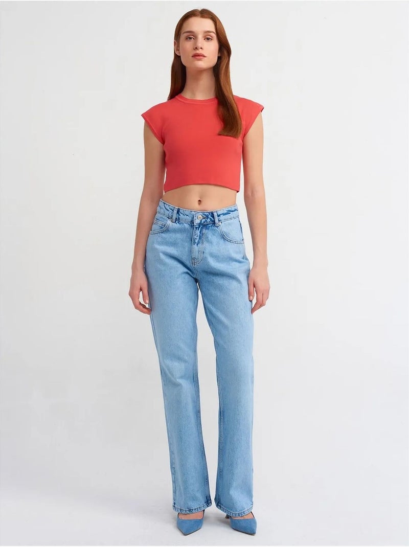 DILVIN T-shirt Court Femme Sans Manches Côtelé Rouge - Kiabi