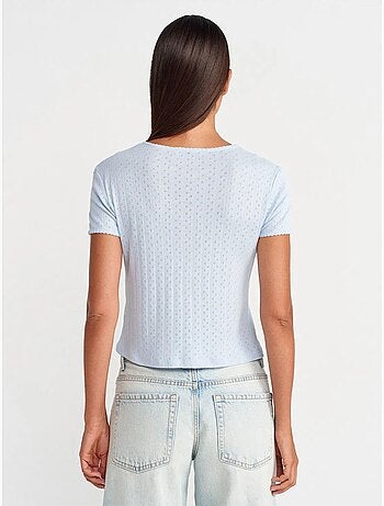 DILVIN T-shirt Crop Côtelé Femme