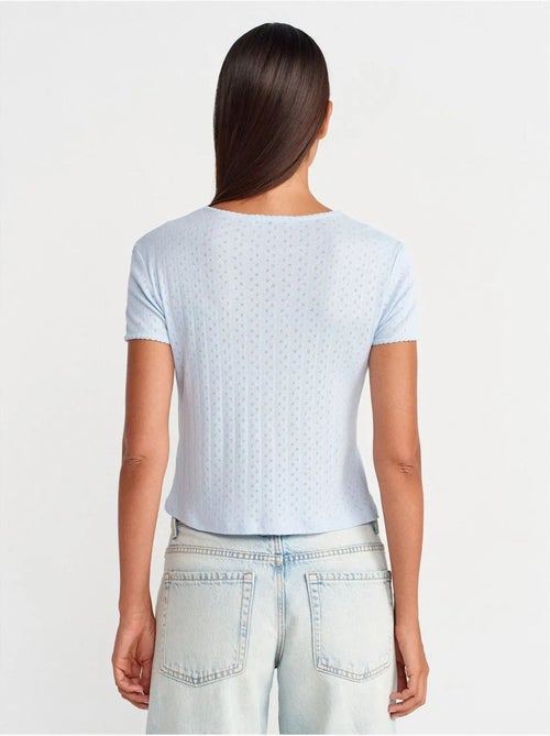 DILVIN T-shirt Crop Côtelé Femme - Kiabi DILVIN T-shirt Crop Côtelé Femme - Kiabi