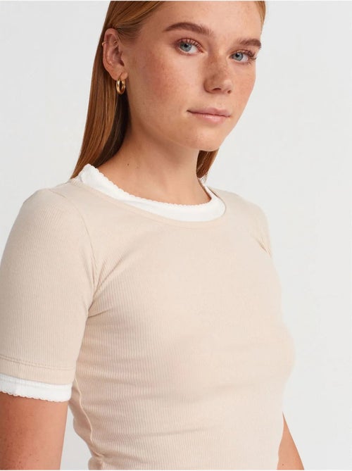 DILVIN T-shirt Crop Femme Coupe Slim À Col Rond - Kiabi DILVIN T-shirt Crop Femme Coupe Slim À Col Rond - Kiabi