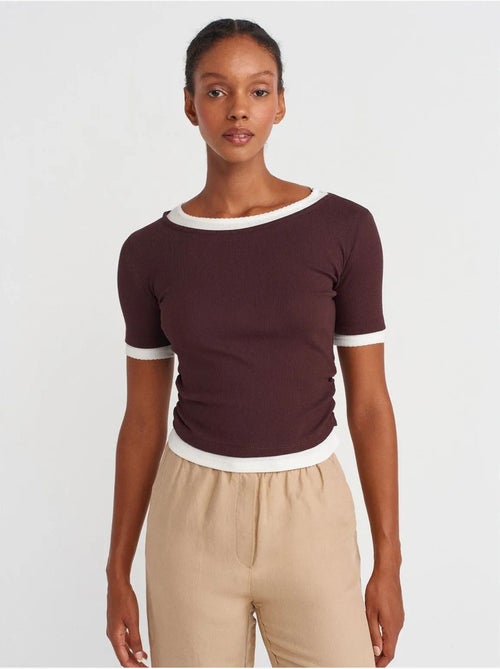 DILVIN T-shirt Crop Femme Coupe Slim À Col Rond - Kiabi