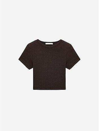 DILVIN T-shirt Crop Femme Coupe Slim À Col Rond
