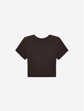 DILVIN T-shirt Crop Femme Coupe Slim À Col Rond