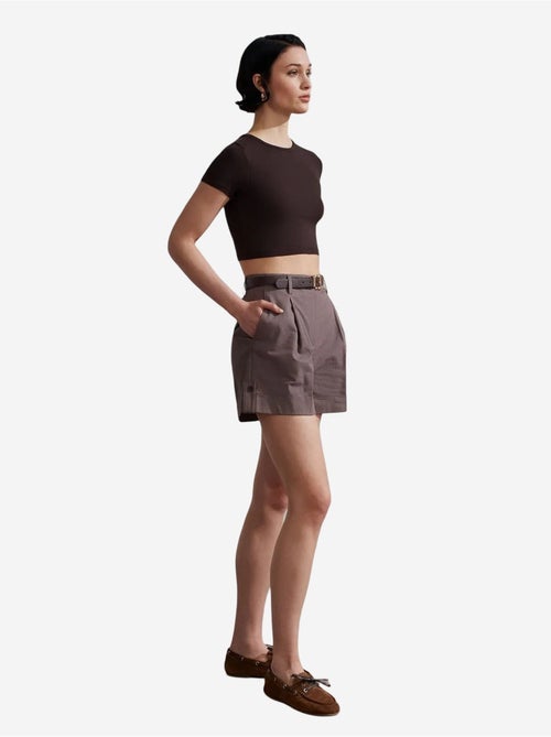 DILVIN T-shirt Crop Femme Coupe Slim À Col Rond - Kiabi